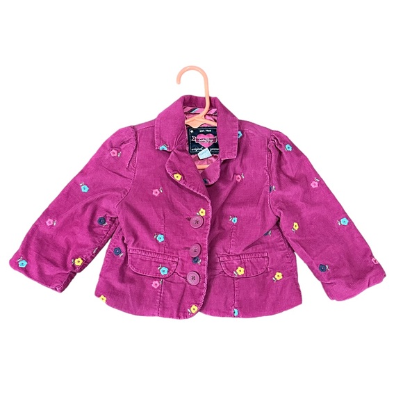 Vintage Baby gap jacket 12-18 months hot pink with floral pattern collared - Picture 8 of 9